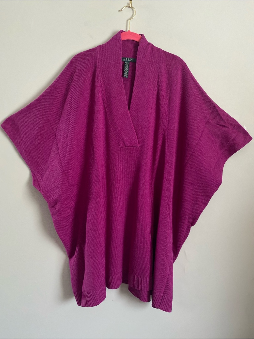 Ralph Lauren Poncho Sweater OS Boho Cottage Preppy Chic Minimalist Festival Cozy